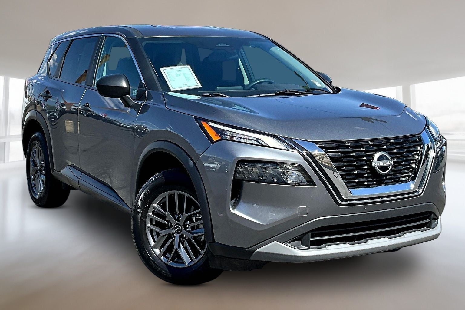 2023 Nissan Rogue S in Gun Metallic — front three-quarter view