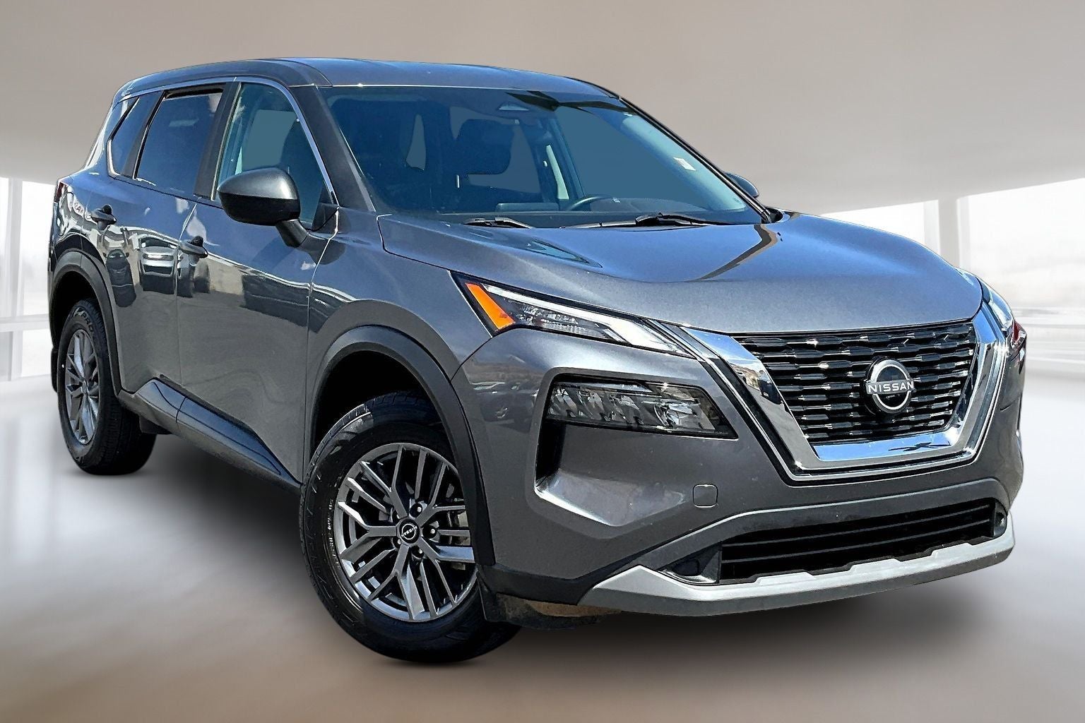 2023 Nissan Rogue S in Gun Metallic — front three-quarter view