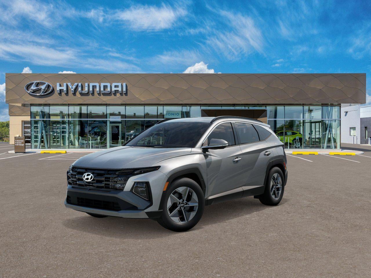 2026 Hyundai TUCSON SEL Premium AWD in Shimmering Silver — front three-quarter view