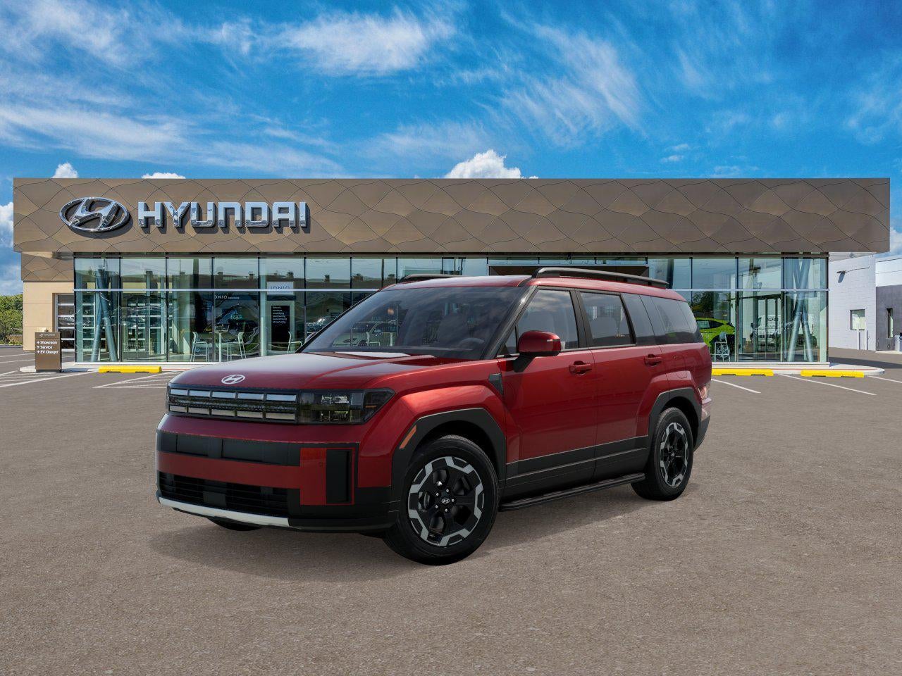 2026 Hyundai SANTA FE SEL AWD in Red — front three-quarter view