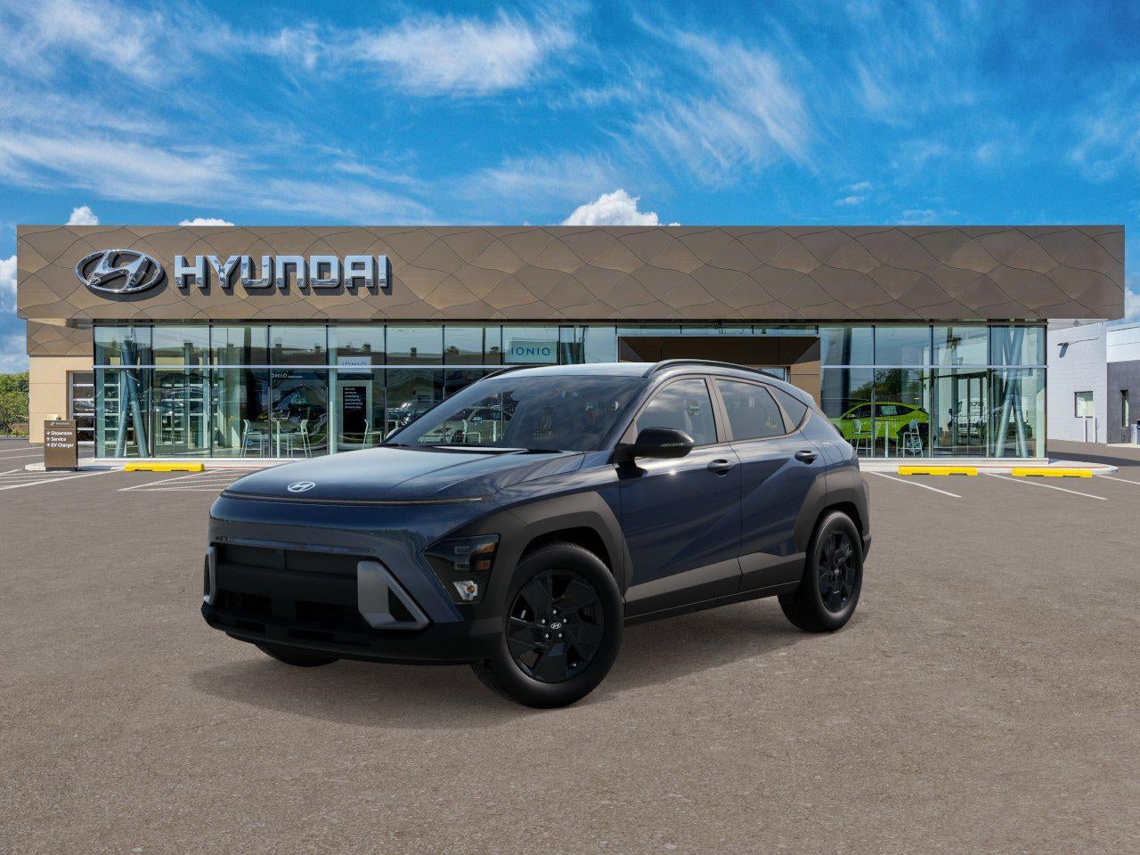 2026 Hyundai KONA SEL Sport FWD in Denim Blue Pearl — front three-quarter view