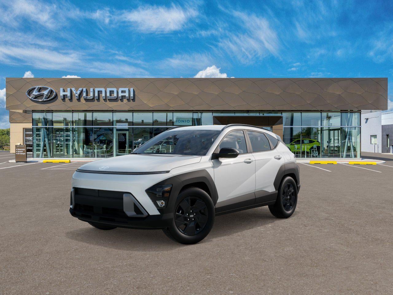 2026 Hyundai KONA SEL Sport AWD in White — front three-quarter view