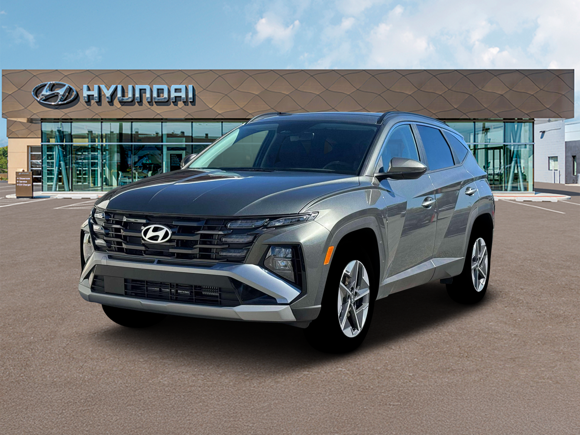 2026 Hyundai TUCSON HYBRID SEL AWD in Gray — front three-quarter view