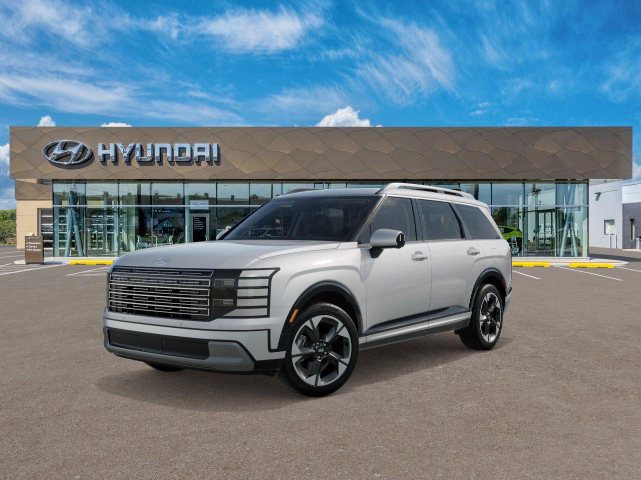 2026 Hyundai PALISADE HYBRID Limited in White Pearl — front three-quarter view